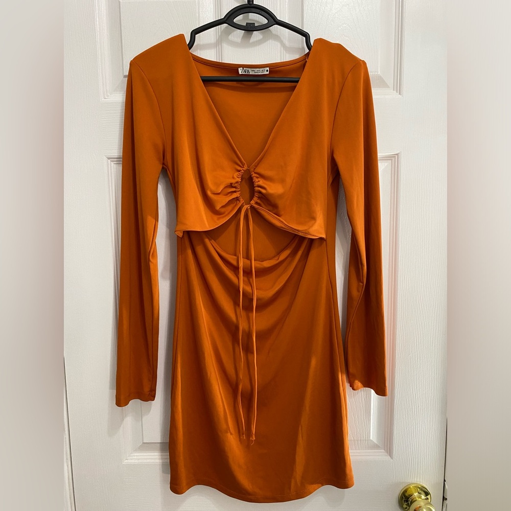 ZARA Orange Mini Dress with Cutout